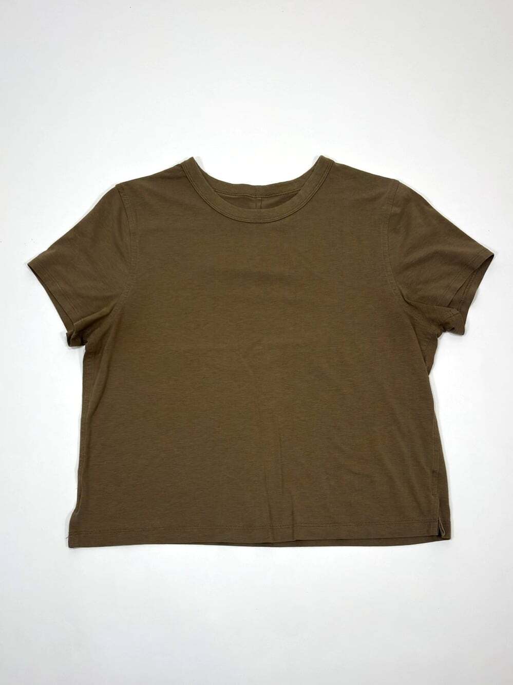 Lululemon Classic Fit Cotton Blend Short Sleeve T-Shirt Green Brown - Size 6